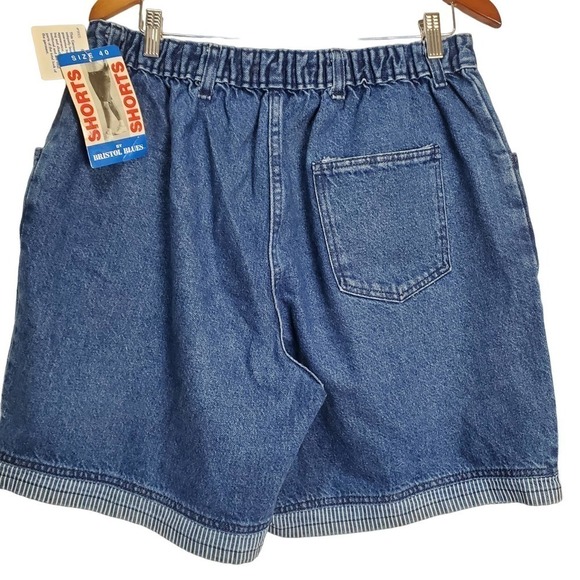 Bristol Blues Jean Shorts Mens Size 40 Vintage 90s Fold Over Cuffs Dad Denim - Picture 2 of 9